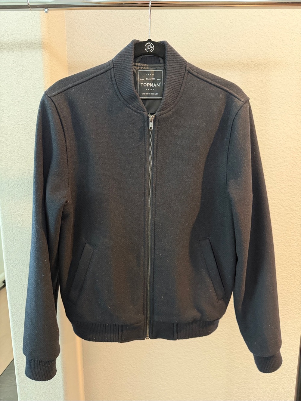 Topman Black Bomber Jacket with Ribbed Trim